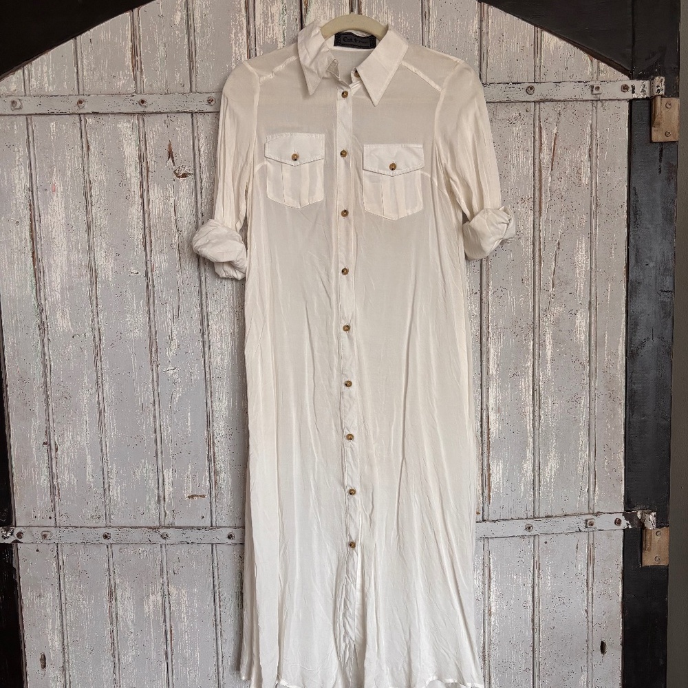 Japanese Harajuku Sheer Shirt Dress / Layering Piece